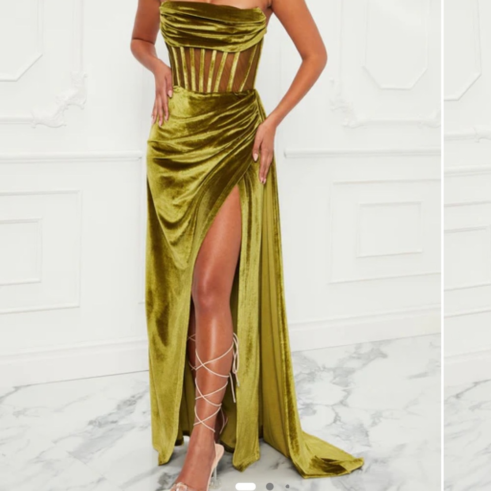 Olive Velvet Maxi Dress